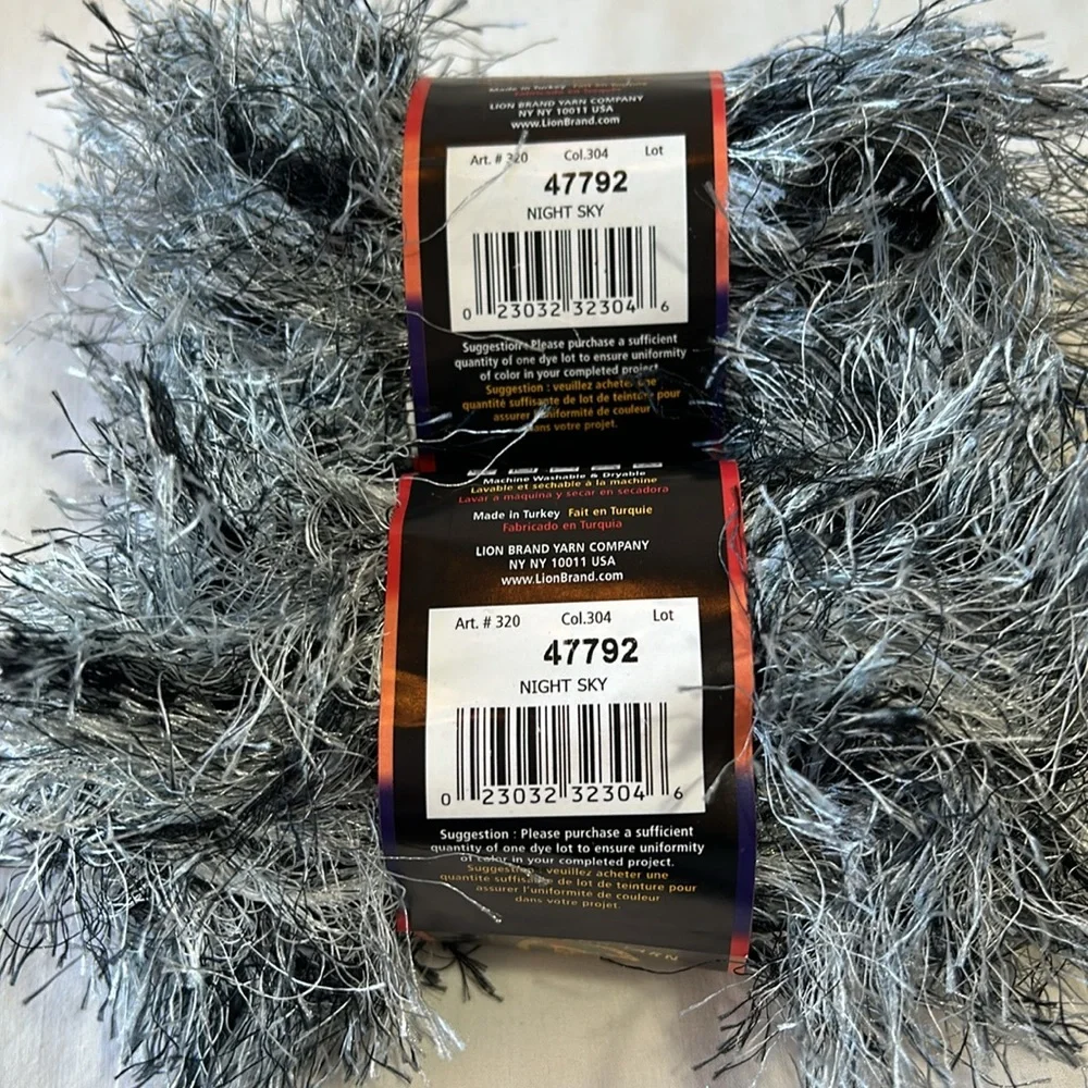 New Lion Brand Fun Fur Stripes Eyelash 2 Skeins
